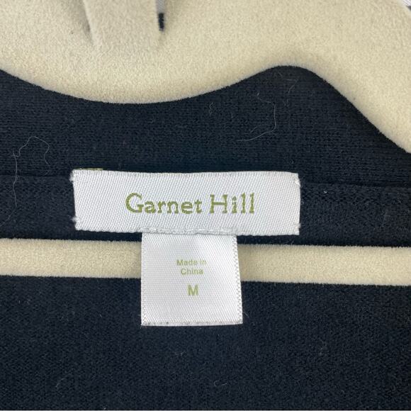 🍒 Garnet Hill 100% Cotton Button Front Knit Cardigan Sweater Black‎ Pockets Med - Picture 5 of 9